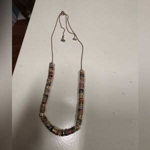 Loft gold and multi colored stone slider necklace